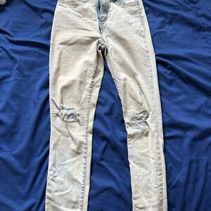 Fashion Nova Light Blue Distressed Skinny Jeans